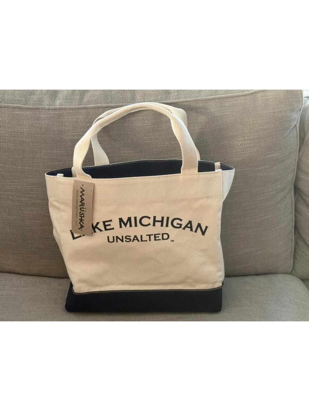 Lake Michigan Unsalted  Canvas Tote Bag New w Tag Heavy Duty Canvas